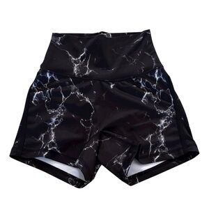 Buffbunny Black & White Marble Print Biker Shorts